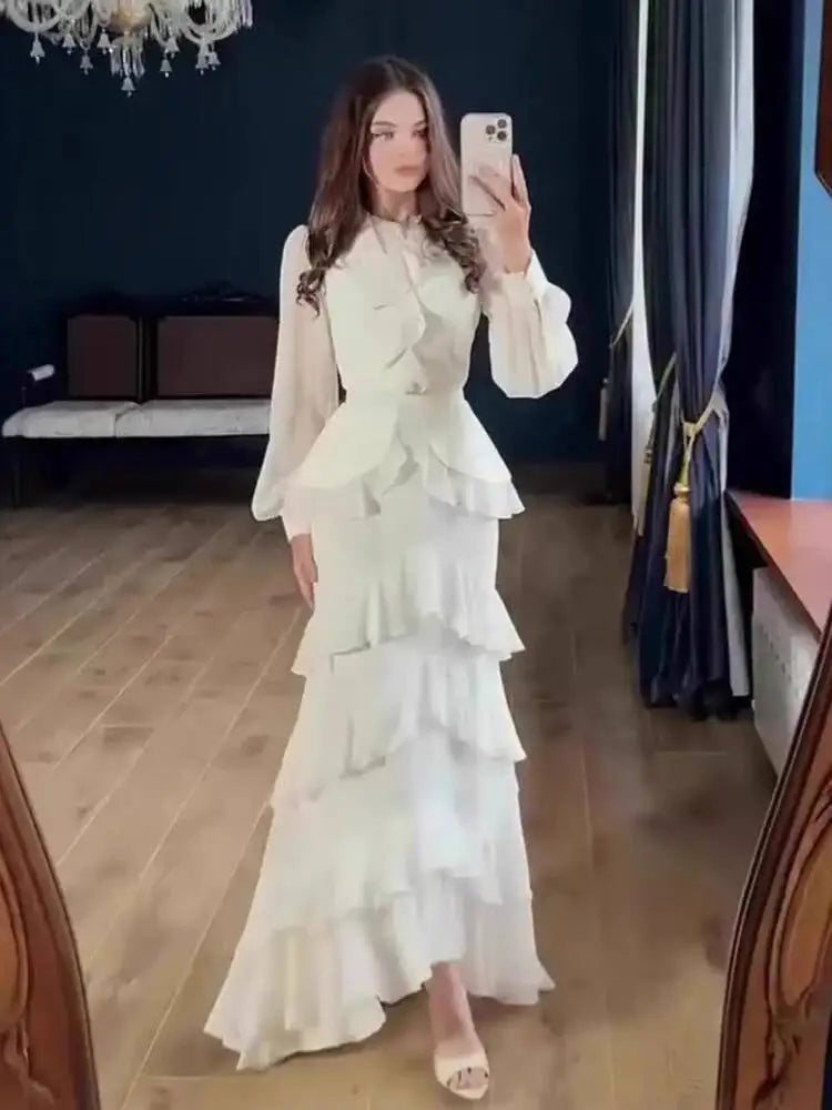 Summer Soft Long Sleeve Waist-Cinching Maxi Dresses