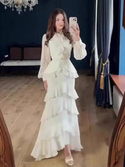 Summer Soft Long Sleeve Waist-Cinching Maxi Dresses