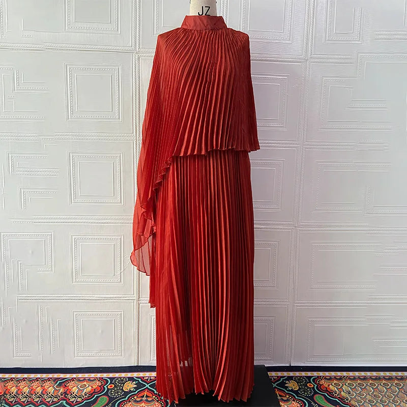 Fashionable Chiffon Pullover Cape Batwing Sleeve Big Size Dresses