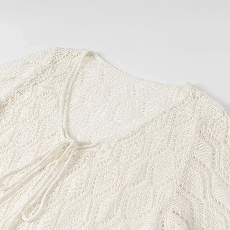 Long Sleeve V Neck Mini Knit Dresses Sexy Robe