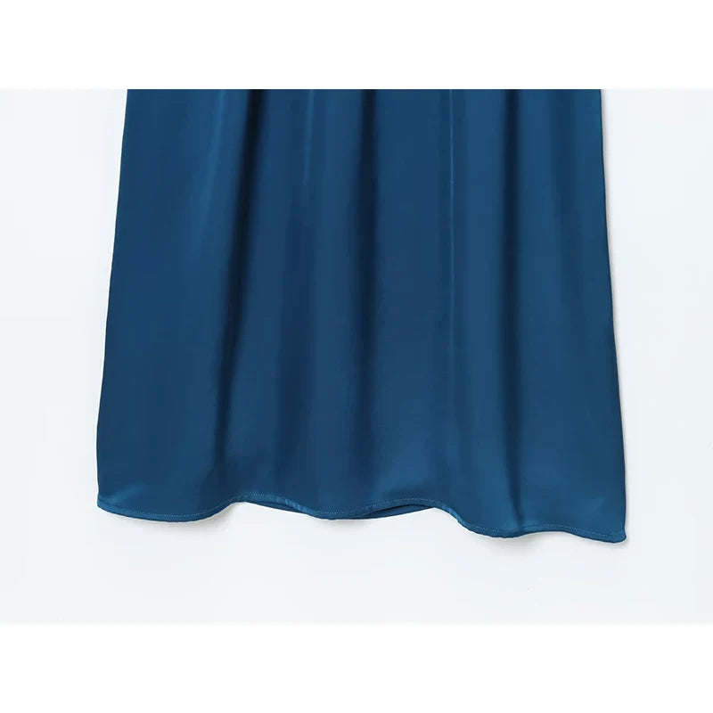 Casual Blue Satin Long Dresses