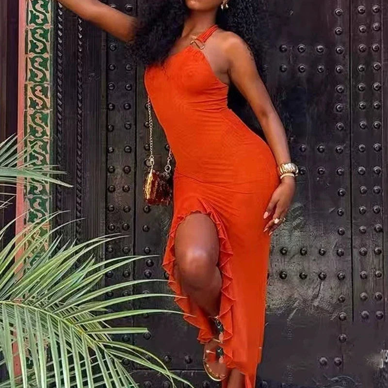 Ladies Sexy Hollow Out Sleeveless Long Dresses