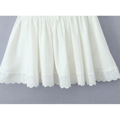 Lace Spliced Bow Beige White Sweet Dresses