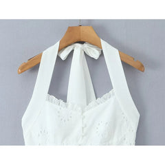 Sexy Backless Halter White Mini Dresses