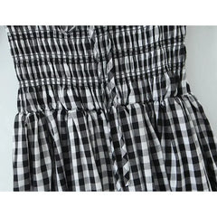 French Style Vintage Puff Sleeve Plaid Dresses