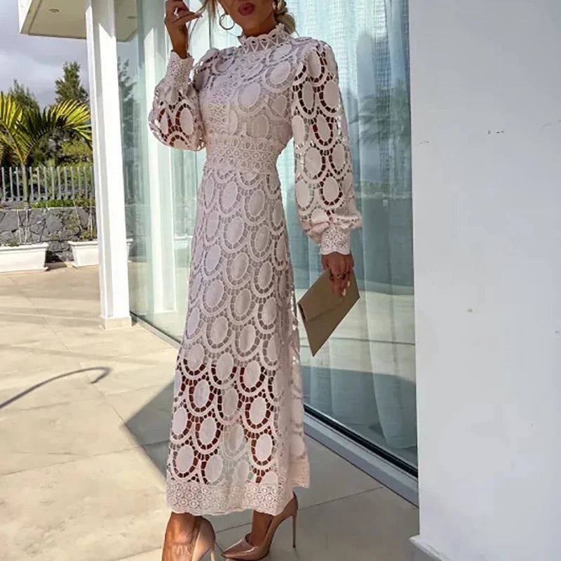 Lady Sexy Hollow Lantern Sleeve Party Dresses