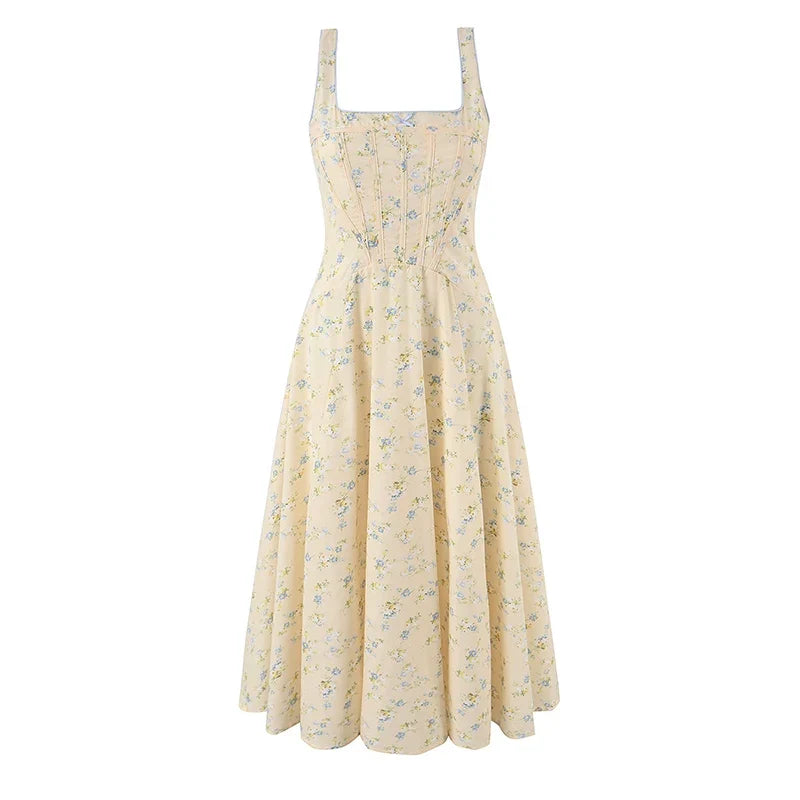 Summer Floral Print Midi Dresses