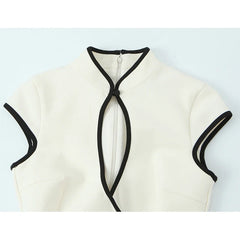White Cheongsam Inspired Mini Dresses