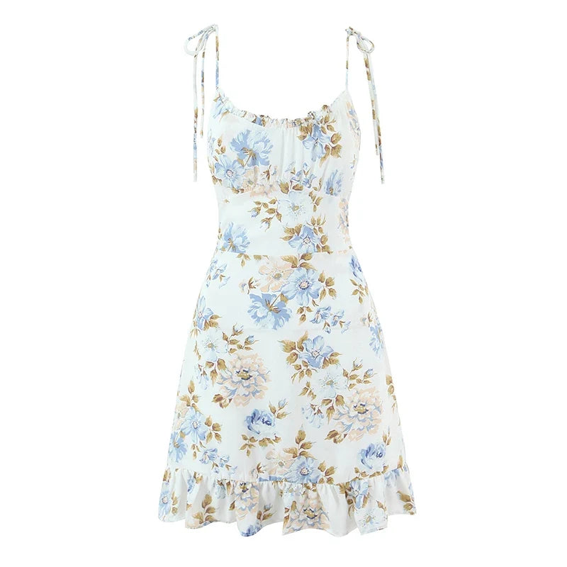 Floral Print Sexy Sling Short Dresses