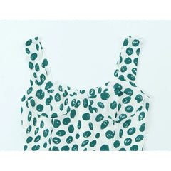 Summer Green Dot Print Midi Dresses