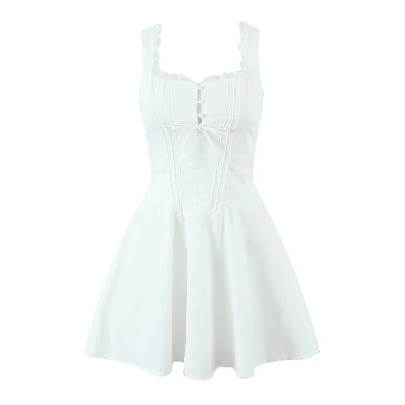Blue Elegant Party Mini Dresses Sexy Sleeveless Low Waist A-line Summer Dresses