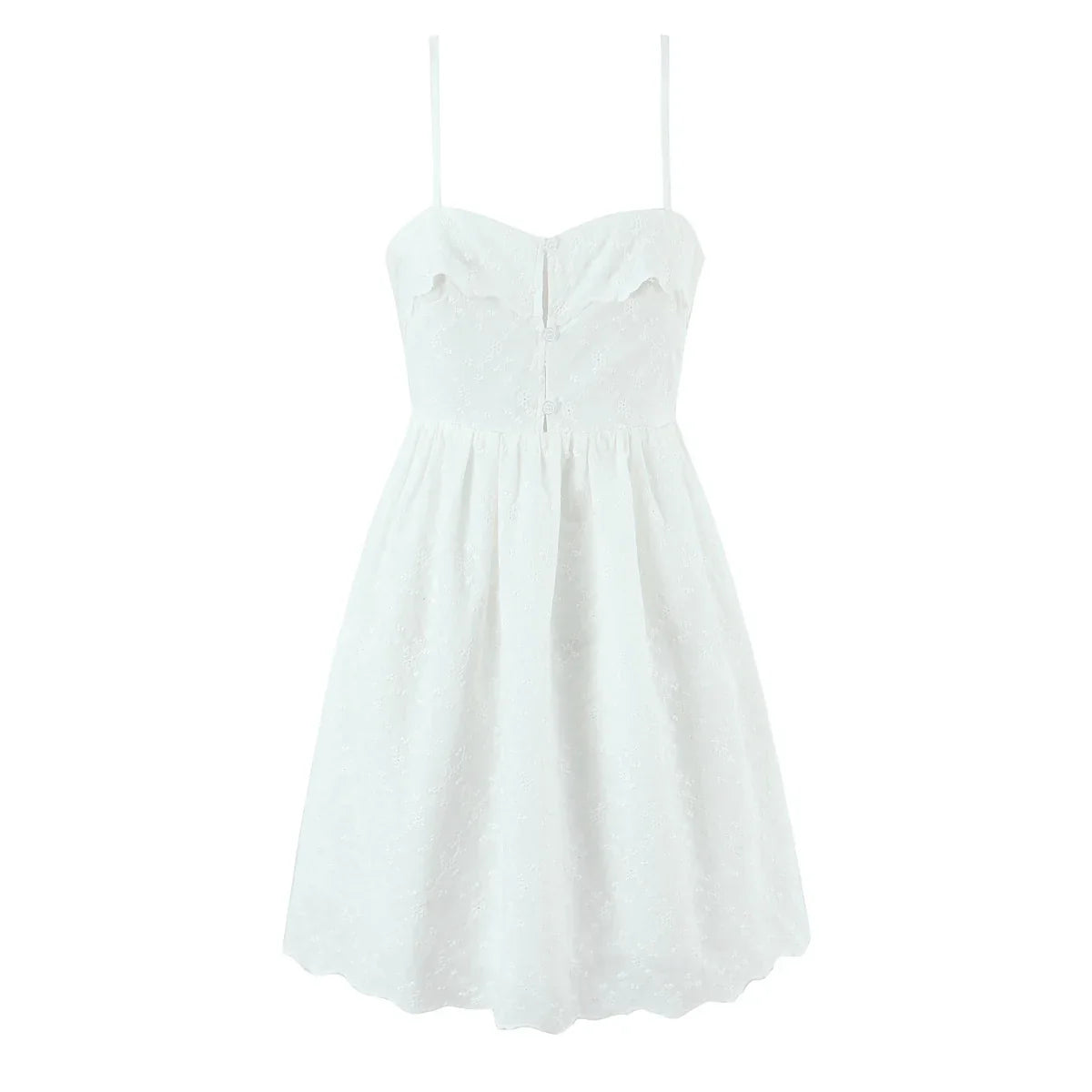 Sexy Backless Floral Embroidery White Sling Mini Dresses