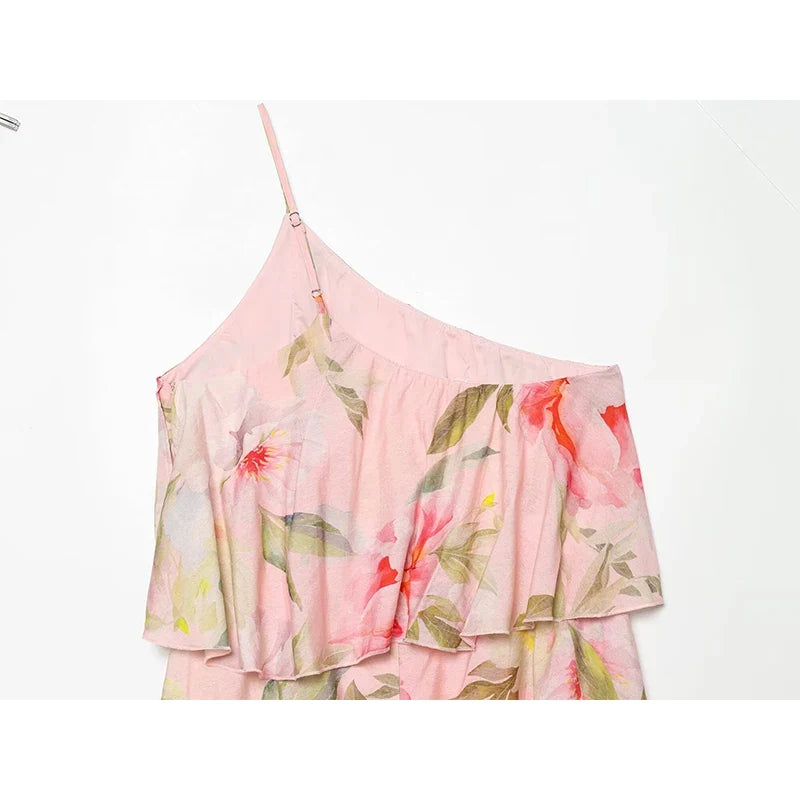 Romantic Floral Print Tiered Ruffle Boho Summer Dresses