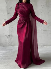 Autumn Elegant Temperament Round Neck Long Sleeved Dresses