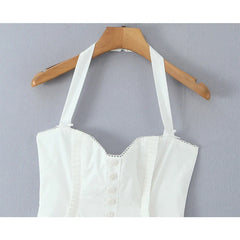 Sweet White Sexy Backless Halter Mini Dresses