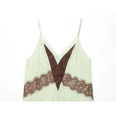Lace Patchwork Deep V Neck Sling Sexy Dresses