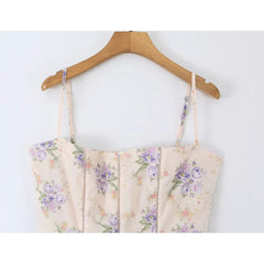 Romantic Floral Print Corset Cami Maxi Dresses