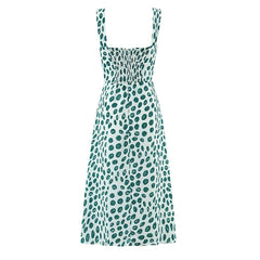 Summer Green Dot Print Midi Dresses