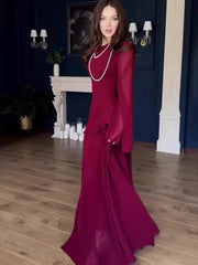 Autumn Soft Temperament Long Sleeve Long Dresses