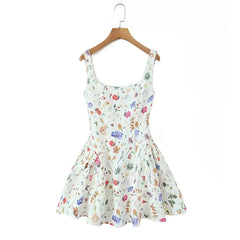 Multicolor Floral Print Sling Short Dresses