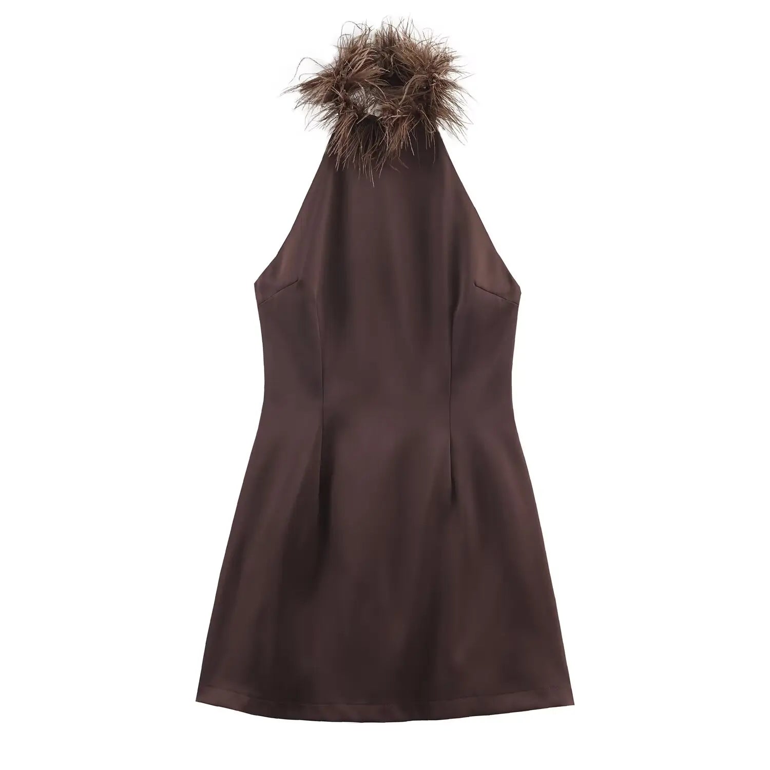 Sexy Backless Feather Halter Dresses