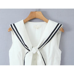 French Retro Sailor Collar Elegant White Dresses