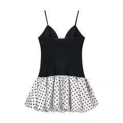 Polka Dot Patchwork Sling Mini Dresses