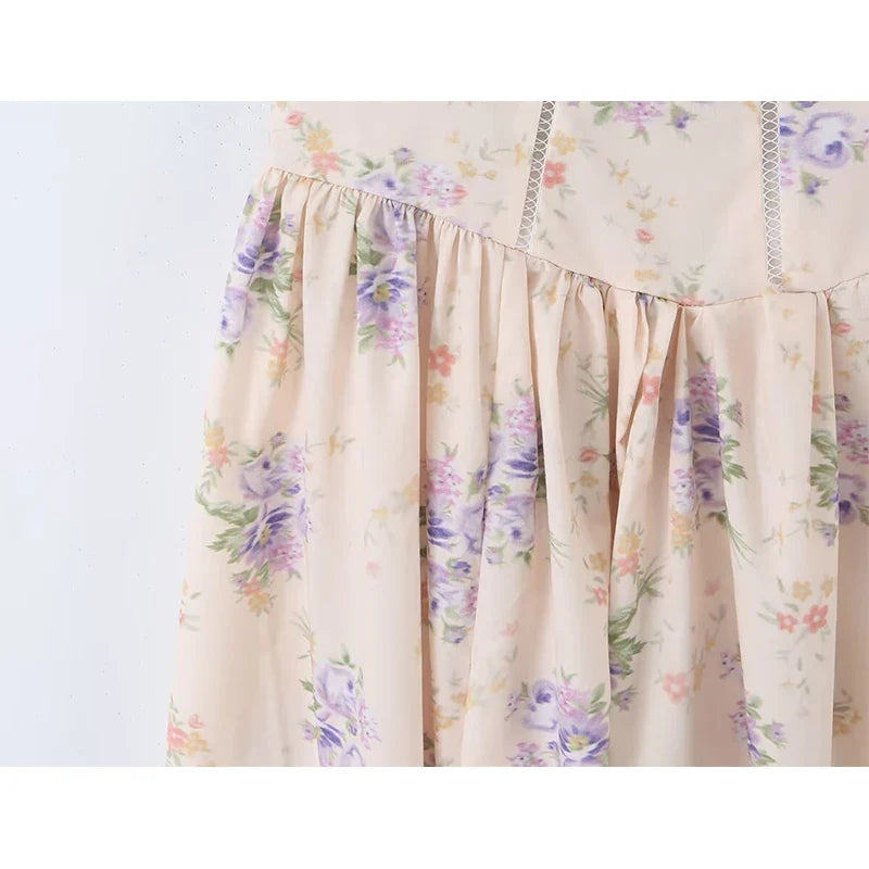 Romantic Floral Print Corset Cami Maxi Dresses