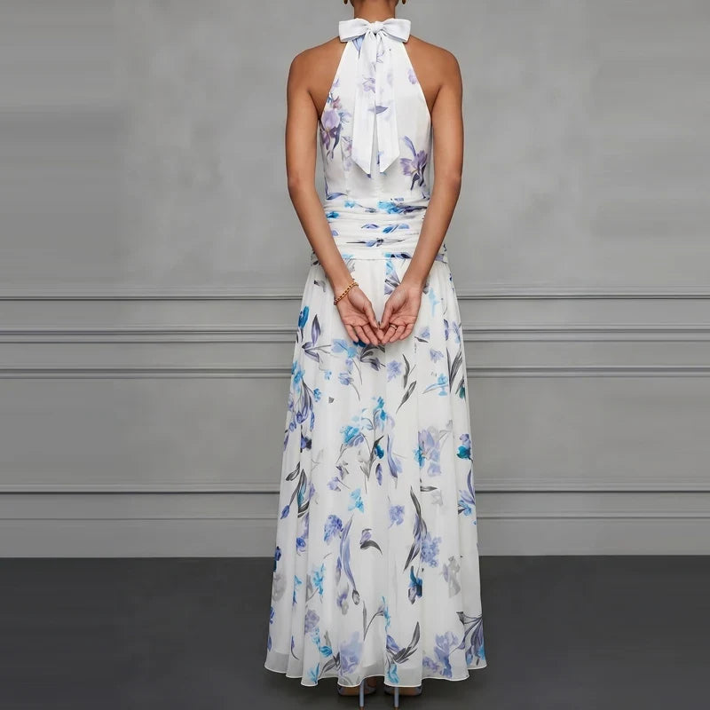 Female Casual Vacation Party Dresses Halter Sleeveless High Waist Bohemian Dresses