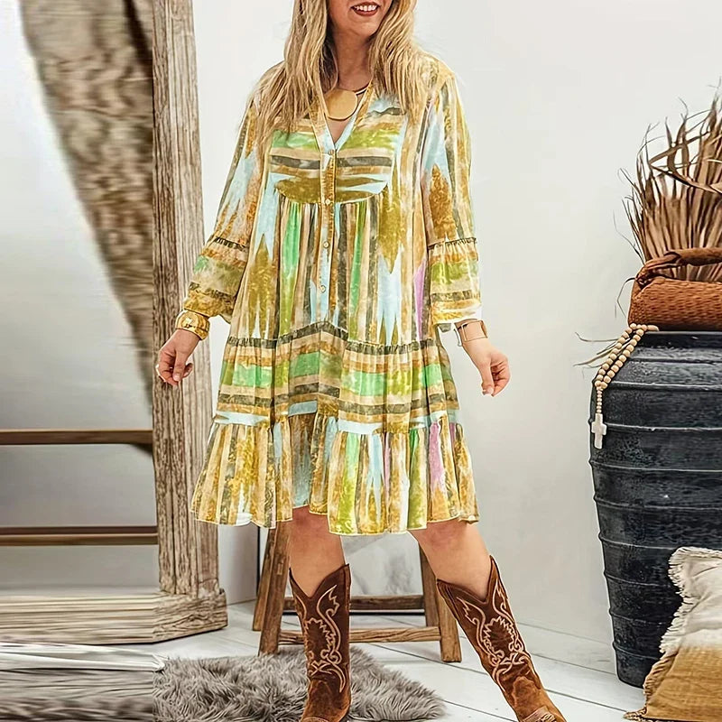 Bohemian Style Loose Fit Pleated Dresses