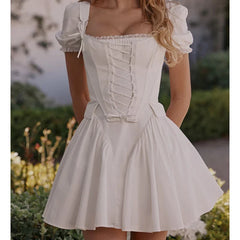 2pcs White Elegant Mini Dresses