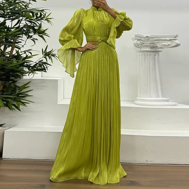 Lady Autumn Flare Sleeve High Waist Dresses