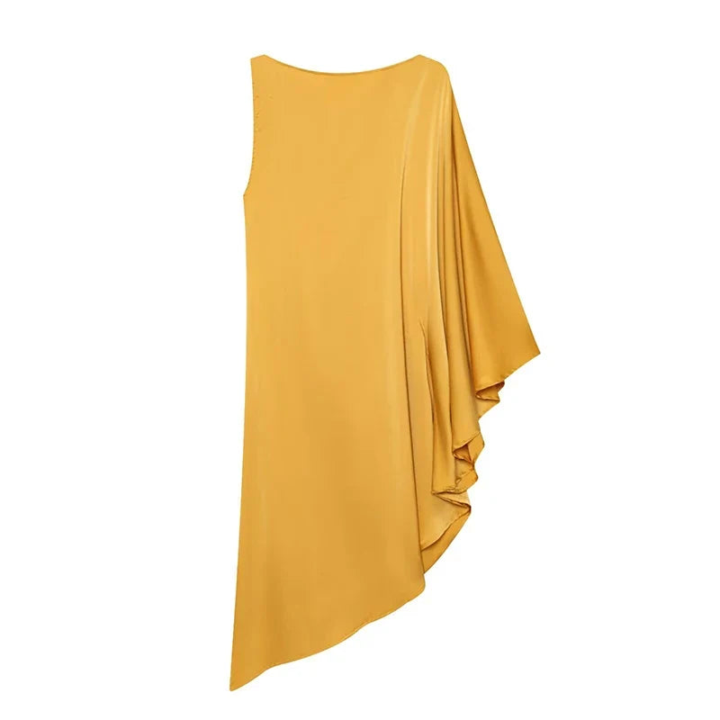 Summer Round Neck Asymmetrical Buckle Dresses