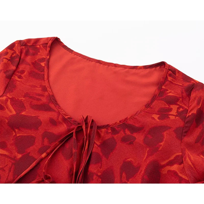 Vintage Red Floral Print Dresses