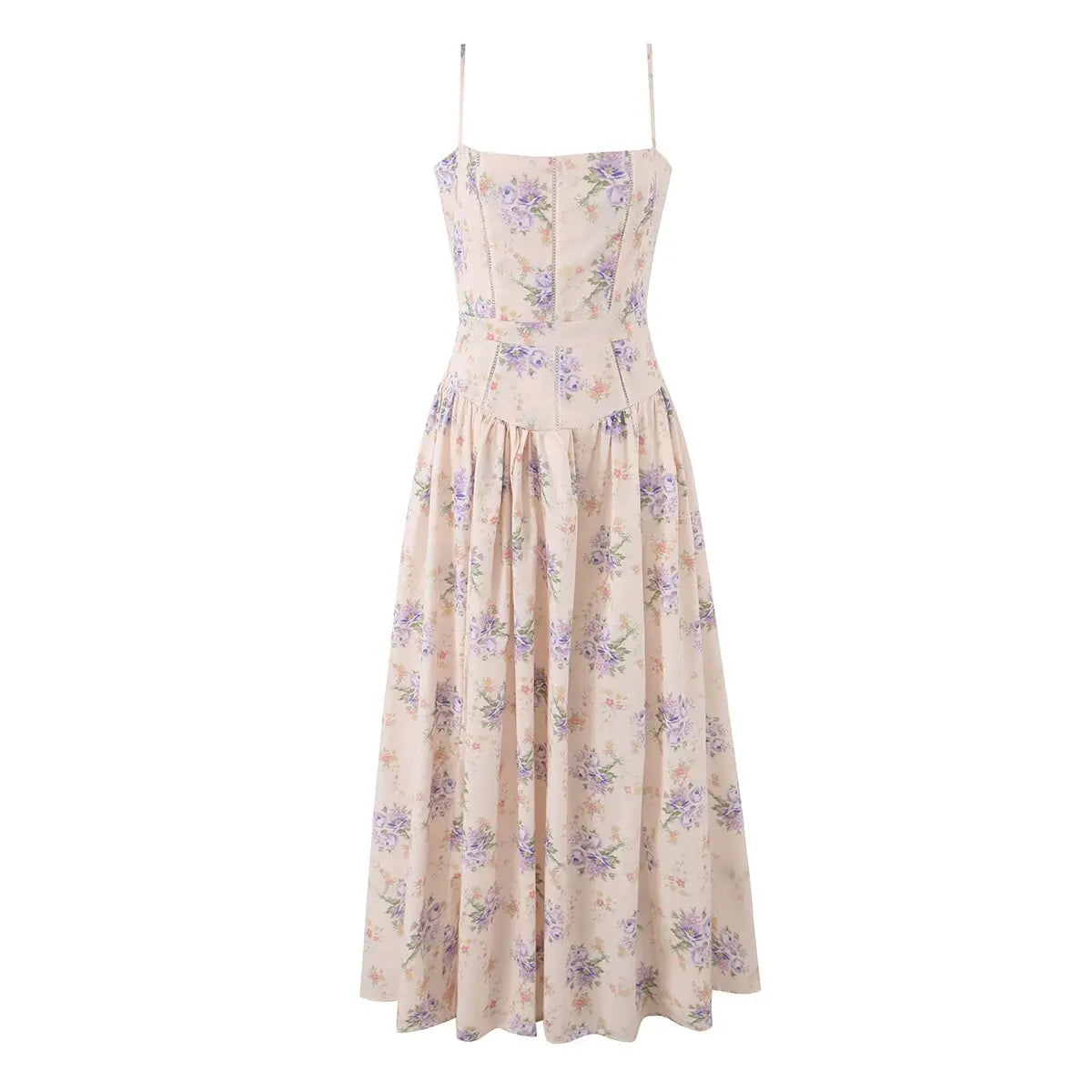 Romantic Floral Print Corset Cami Maxi Dresses