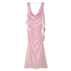 Romantic Pink Mesh Maxi Dresses
