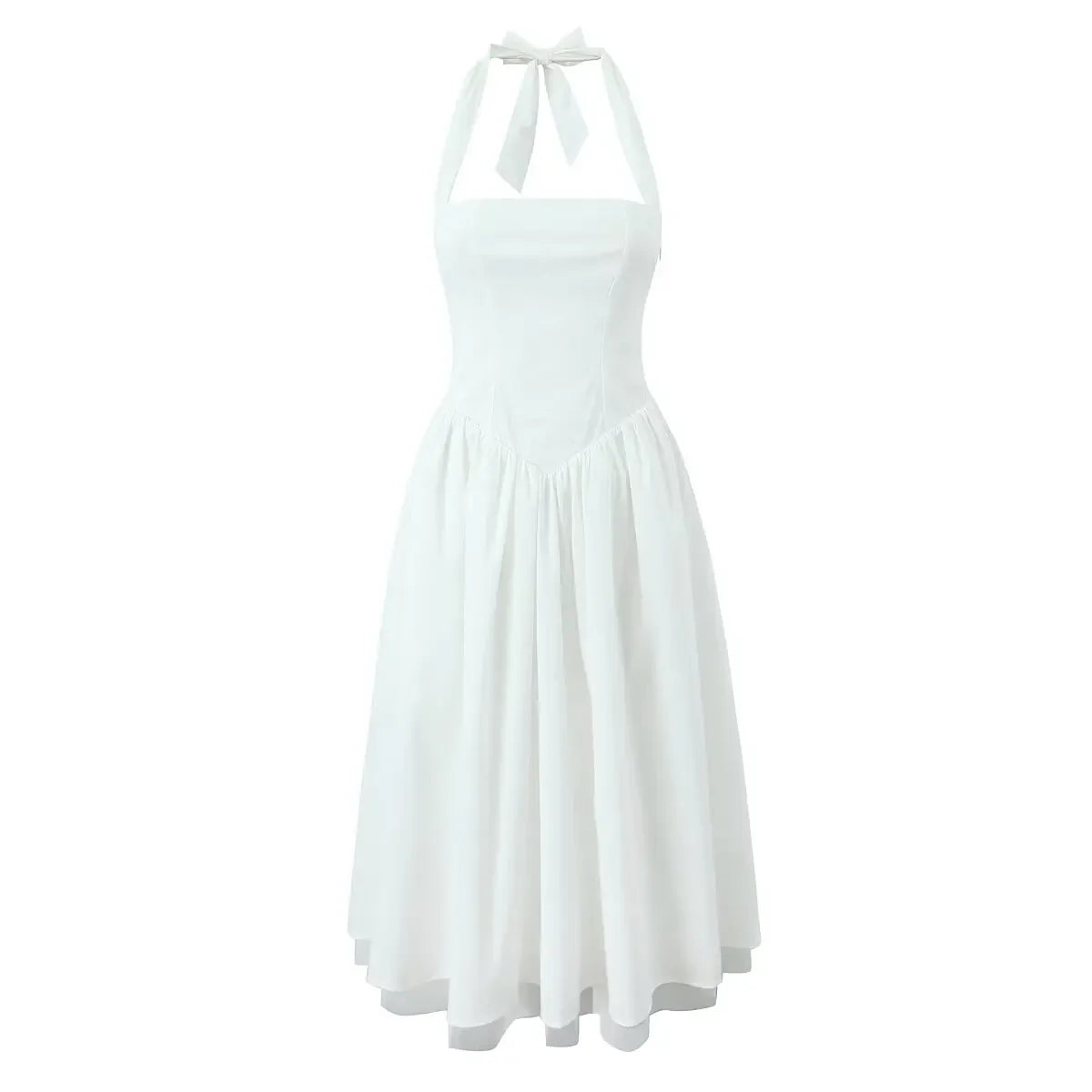 Sexy Backless Mesh Patchwork Halter Dresses