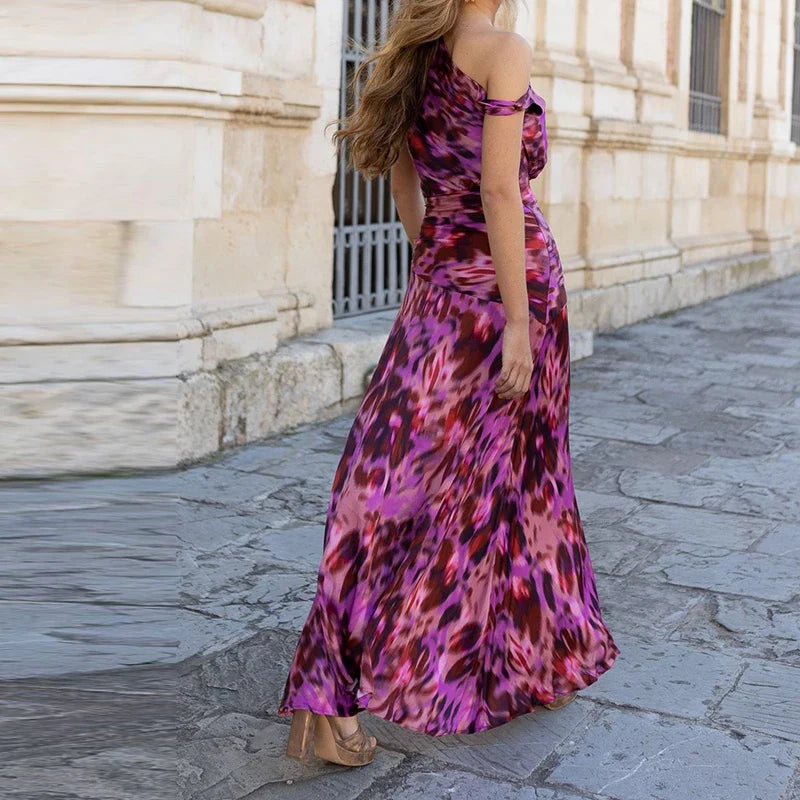 Ladies Sexy Slanted Neck Sleeveless Holiday Dresses