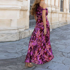 Ladies Sexy Slanted Neck Sleeveless Holiday Dresses