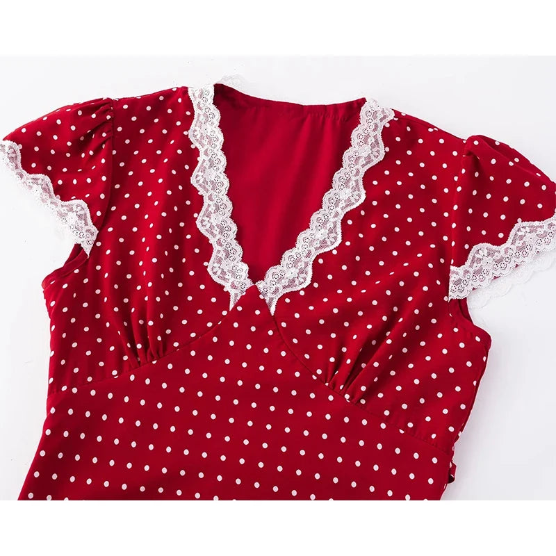 French Polka Dot Red Dresses