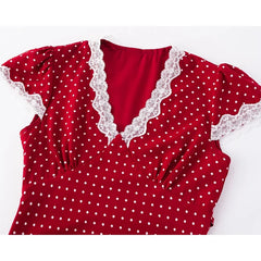 French Polka Dot Red Dresses