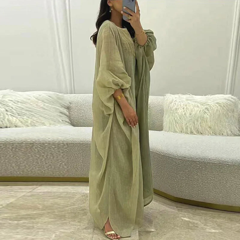 Vintage O Neck Mesh Long Dresses