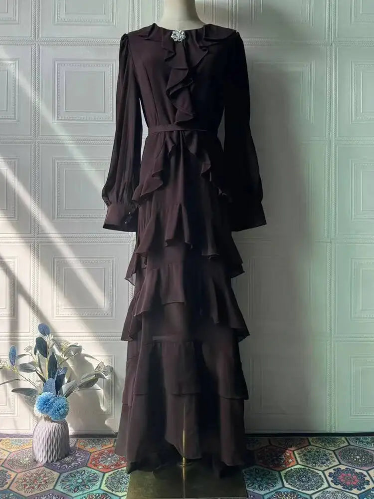 Summer Soft Long Sleeve Waist-Cinching Maxi Dresses