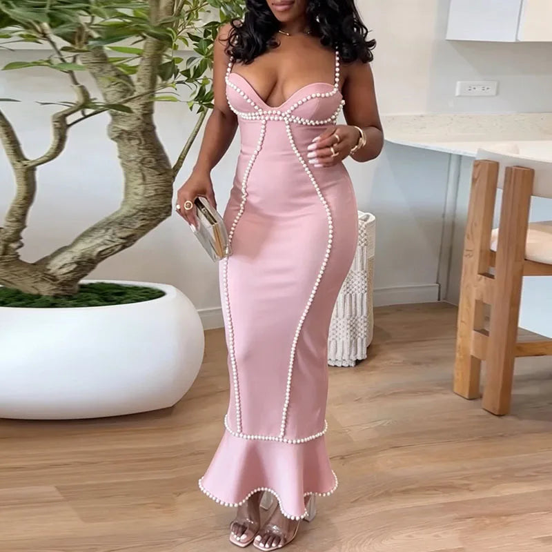 Lady Elegant Sleeveless Wrap Hip Mermaid Dresses