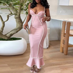 Lady Elegant Sleeveless Wrap Hip Mermaid Dresses