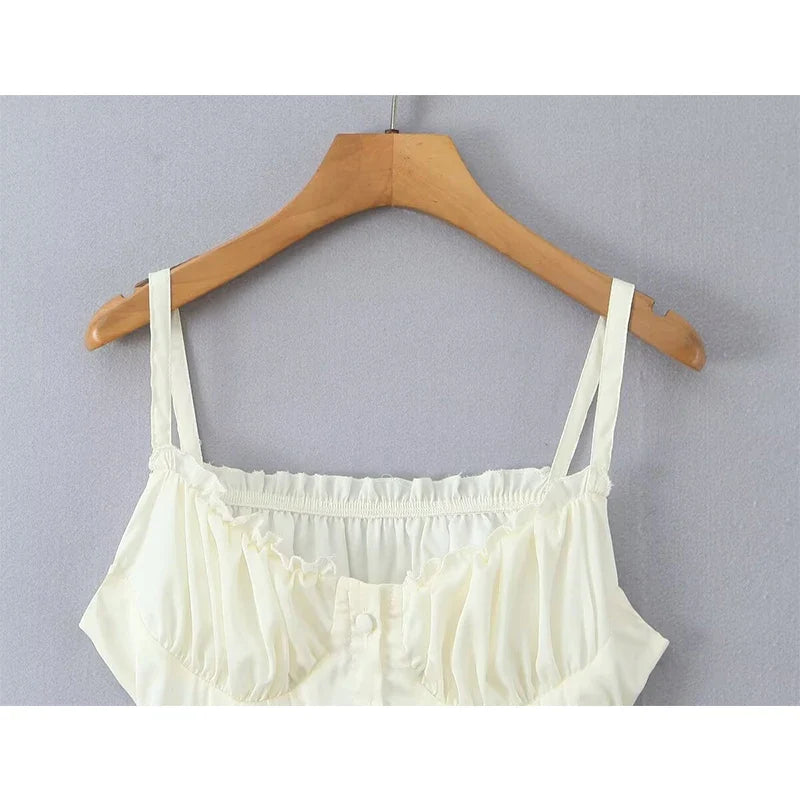 Sexy Girls Backless Bandage Sling Mini Summer Dresses Beige Black A-line Beach Vacation Dresses