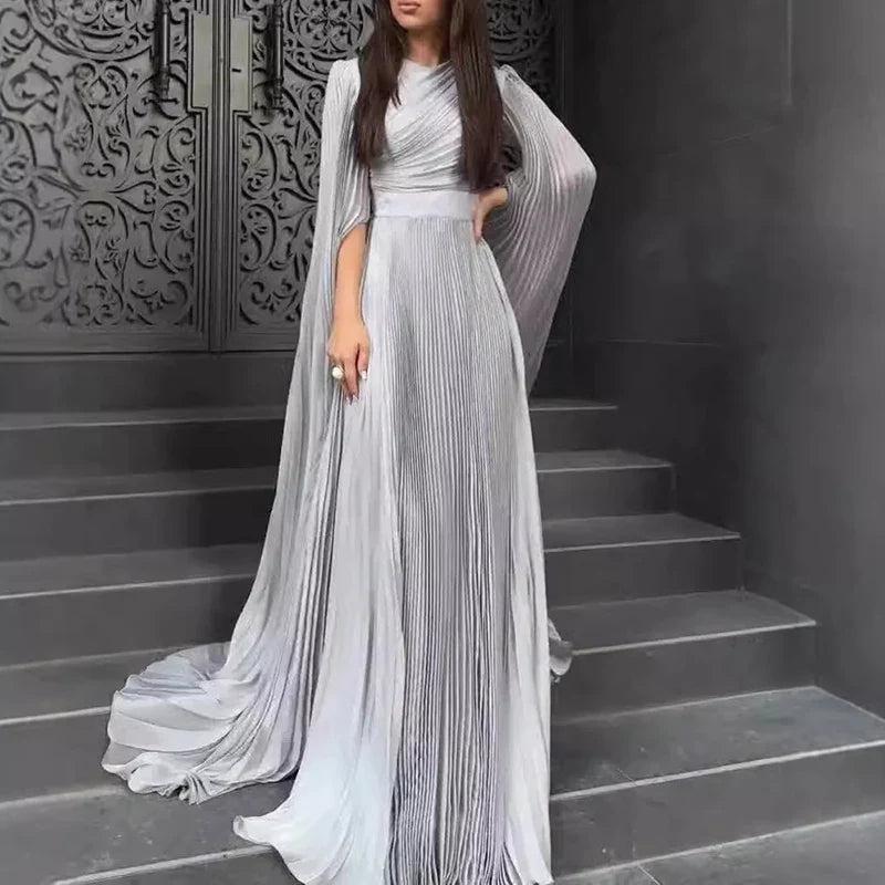 Elegant Solid Color Pleated Robe Dresses