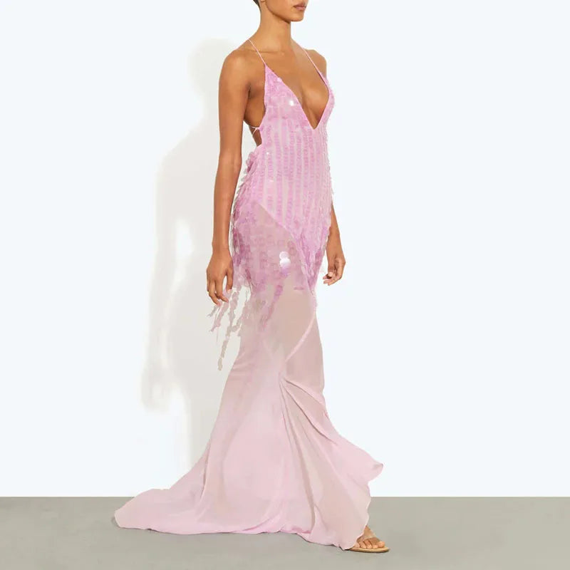 Unique Sequin Camisole Beach Dresses