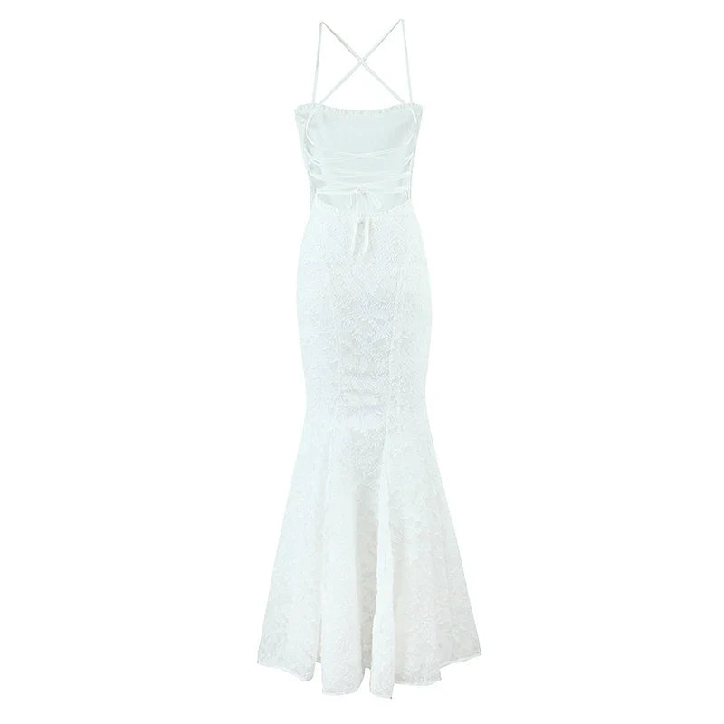 Sexy Black White Elegant Sling Fishtail Dresses