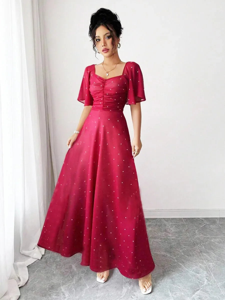 Sweet French Style Red Maxi Dresses